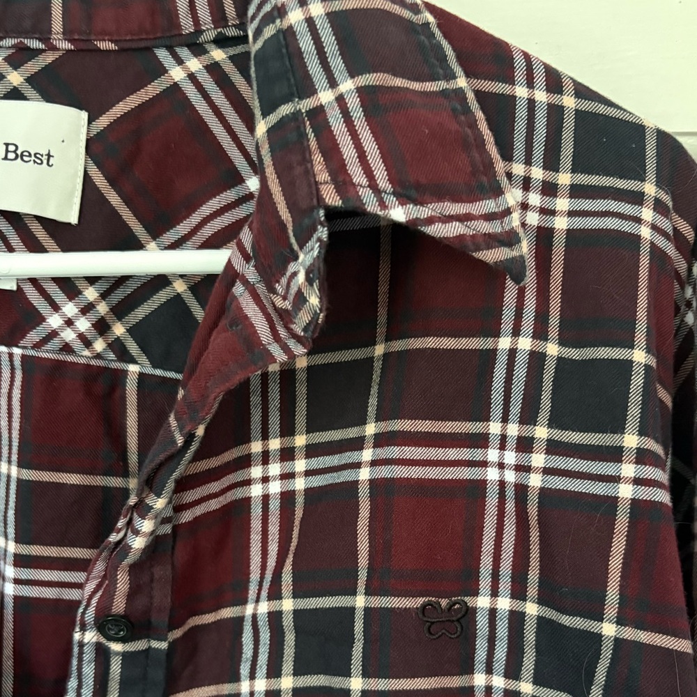 Sunday Best Aritzia Poppy Shirt Ada Spiced Burgundy Black Plaid, Size Medium M - Picture 4 of 14